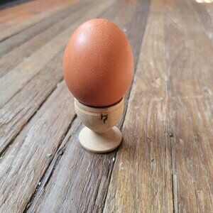 Hand turned rustic wooden egg holder egg cup